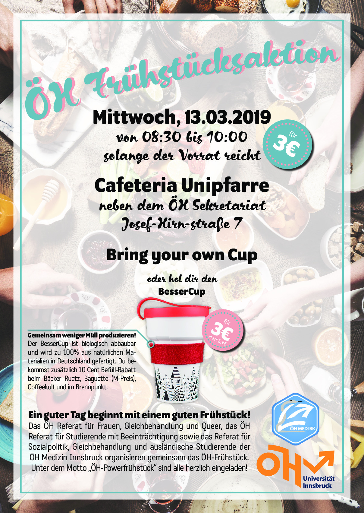 ÖH Frühstücksaktion am Mittwoch 13.3.2019