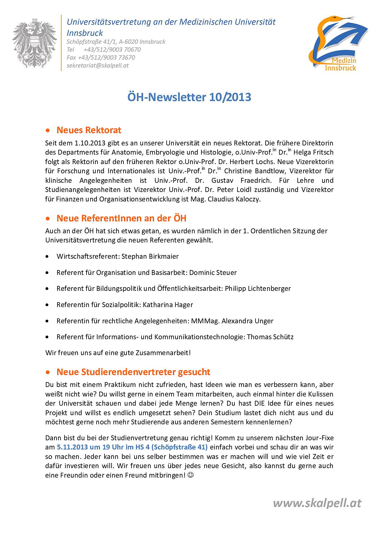 Newsletter Oktober 2013