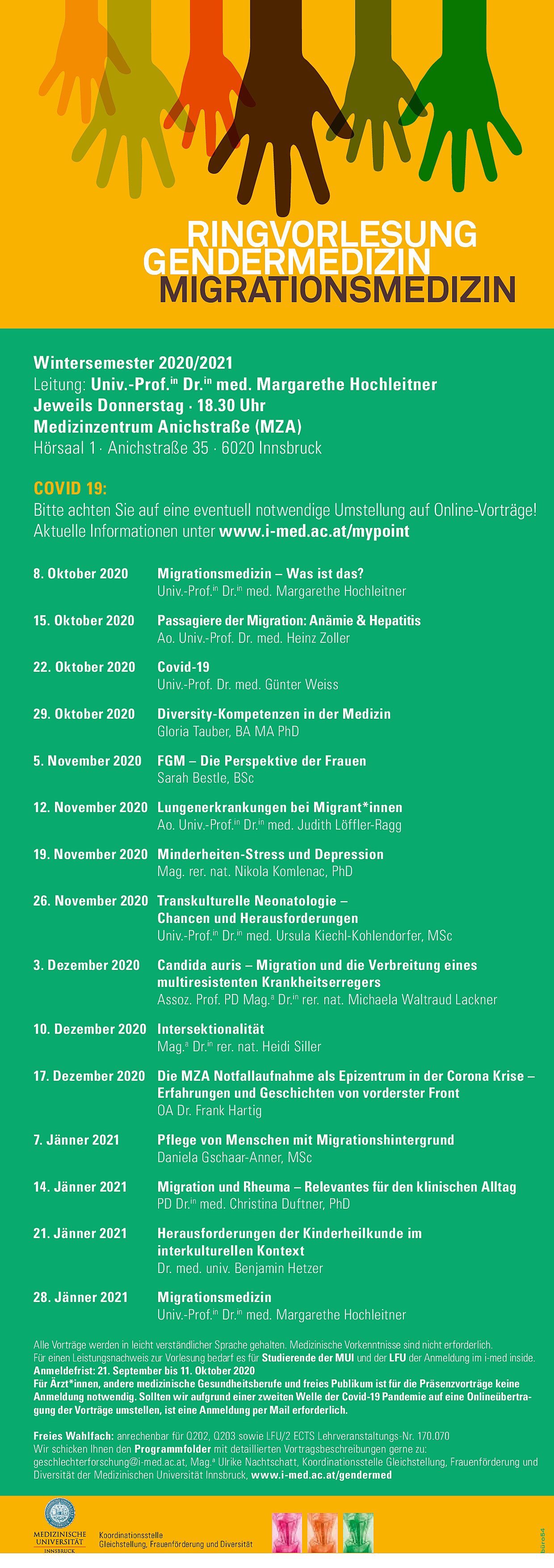 Ringvorlesung Gendermedizin Migrationsmedizin WS2020